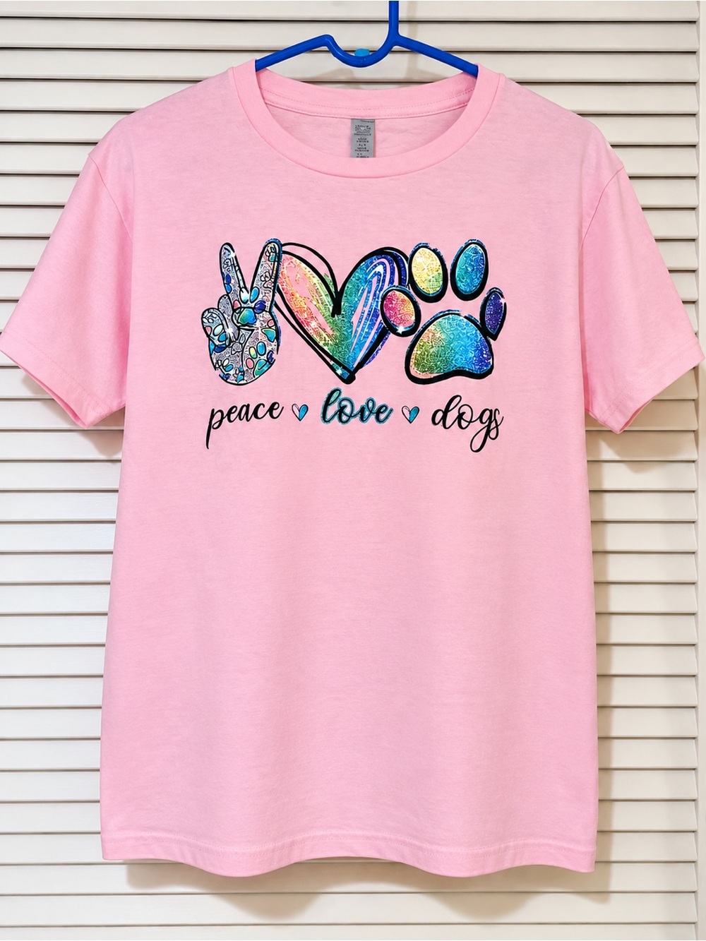 Peace Love Dogs Pink Graphic T-Shirt made for dog lovers🐶🐶❤️ - Picture 3 of 3